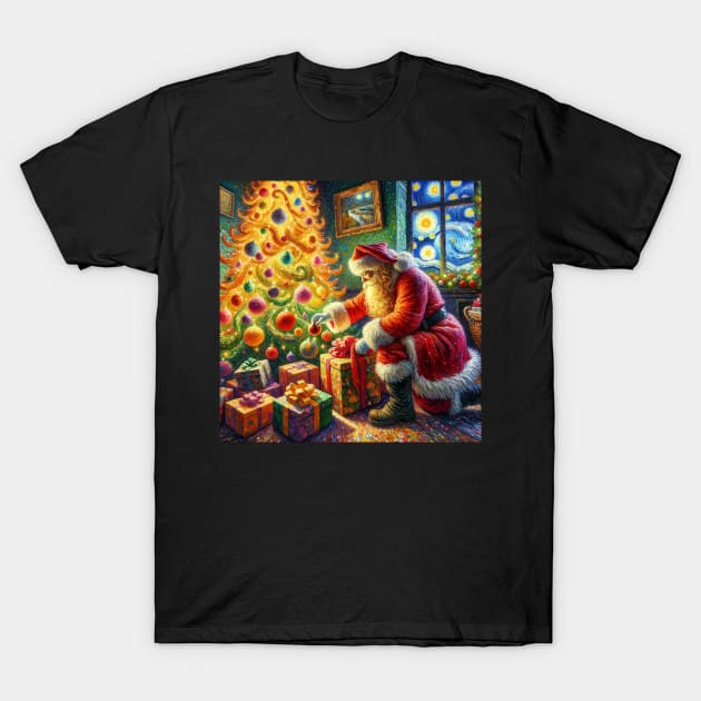 Stellar Santa - Starry Night Sky Holiday Art Prints T-Shirt by Edd Paint Something